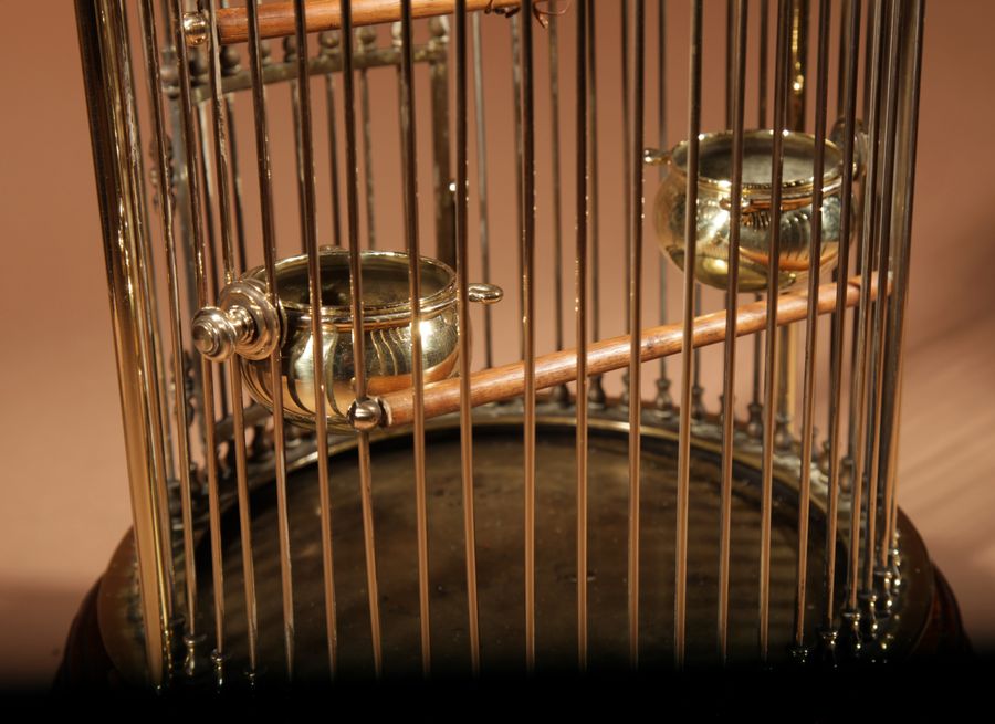 Antique Impressive And Beautiful Walnut And Brass Birdcage Continental Circa 1920-40.