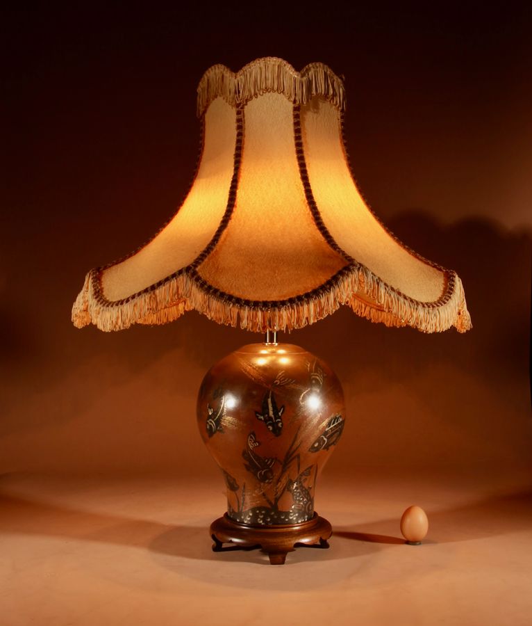 Antique Impressive Art Deco WMF - Design Paul Haustein, “Ikora Metall” Dinanderie Copper Table Lamp Circa 1927.