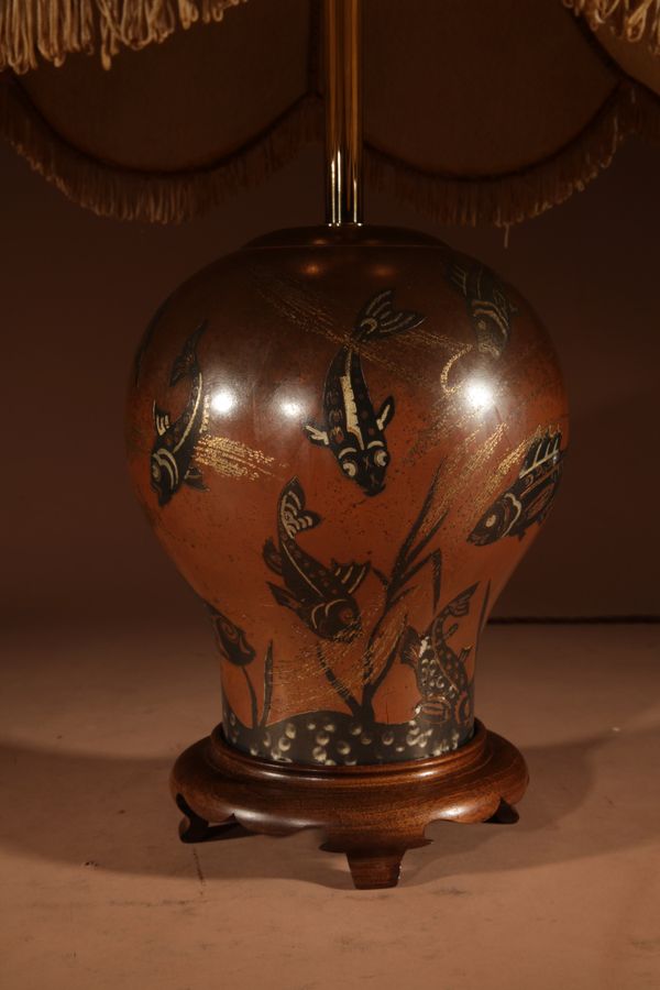 Antique Impressive Art Deco WMF - Design Paul Haustein, “Ikora Metall” Dinanderie Copper Table Lamp Circa 1927.