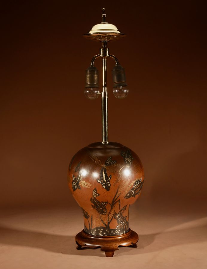 Antique Impressive Art Deco WMF - Design Paul Haustein, “Ikora Metall” Dinanderie Copper Table Lamp Circa 1927.