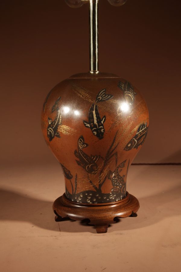 Antique Impressive Art Deco WMF - Design Paul Haustein, “Ikora Metall” Dinanderie Copper Table Lamp Circa 1927.