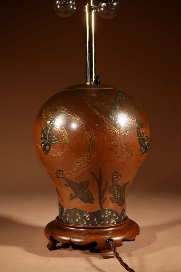 Antique Impressive Art Deco WMF - Design Paul Haustein, “Ikora Metall” Dinanderie Copper Table Lamp Circa 1927.