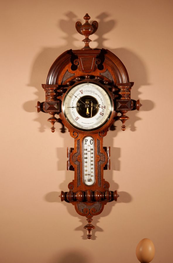 Very stylish Dutch William III Style Mahogany Barometer Thermometer Circa 1900.