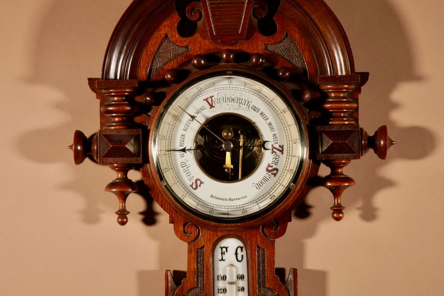 Antique Very stylish Dutch William III Style Mahogany Barometer Thermometer Circa 1900.