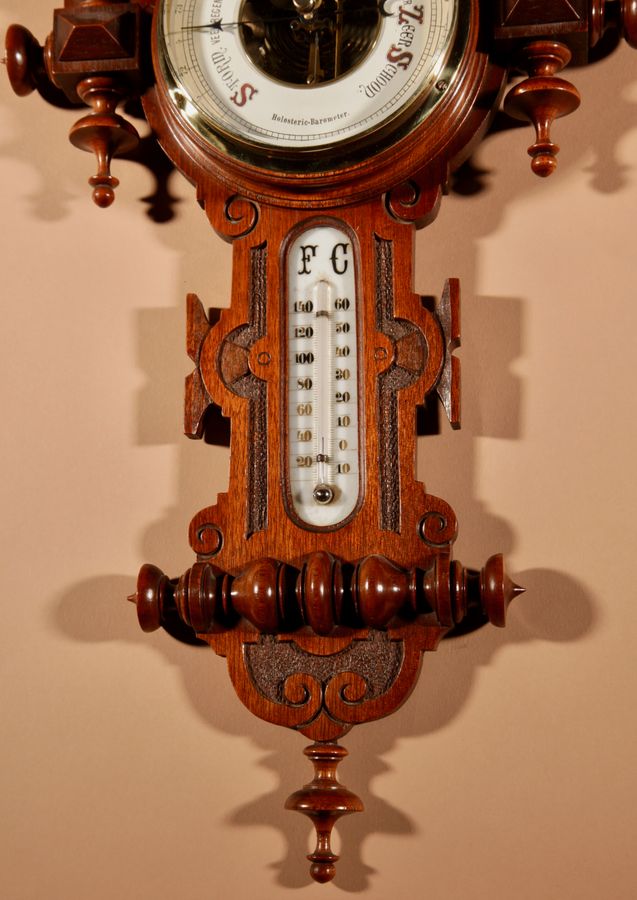 Antique Very stylish Dutch William III Style Mahogany Barometer Thermometer Circa 1900.