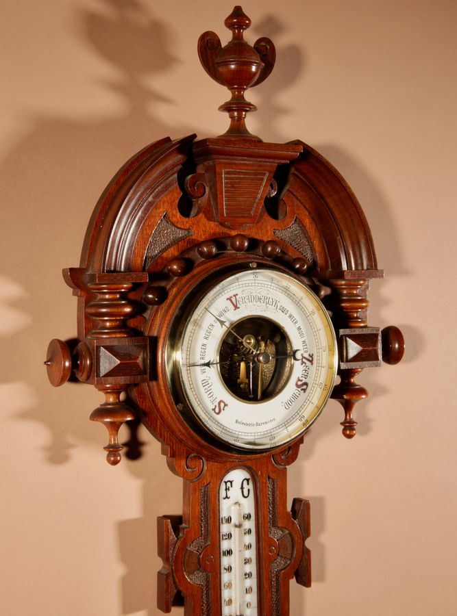 Antique Very stylish Dutch William III Style Mahogany Barometer Thermometer Circa 1900.