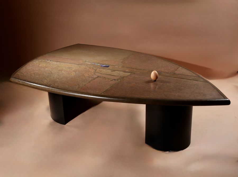 Antique Brutalist Very Rare Shaped Signed And Dated Paul Kingma Coffee Table, 1995.