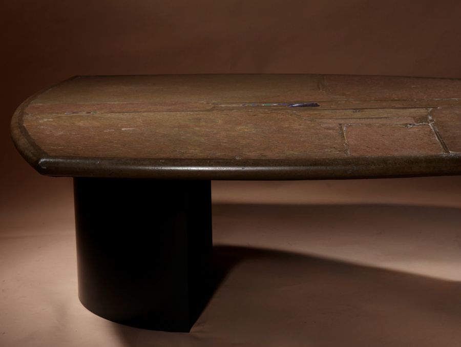 Antique Brutalist Very Rare Shaped Signed And Dated Paul Kingma Coffee Table, 1995.