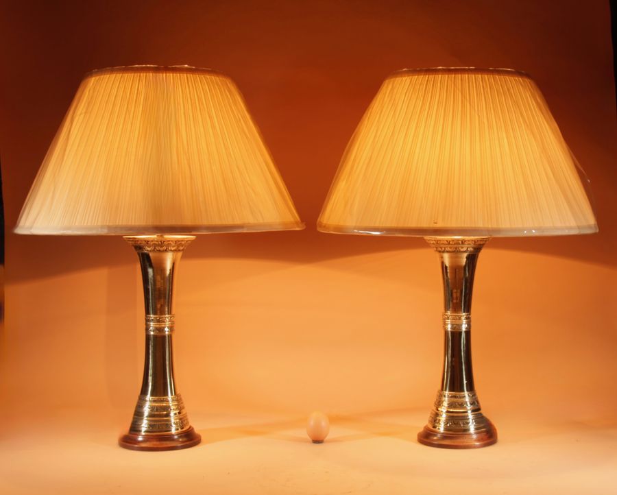 A Pair Of Chinese Very Stylish Cast Brass Table Lamps.