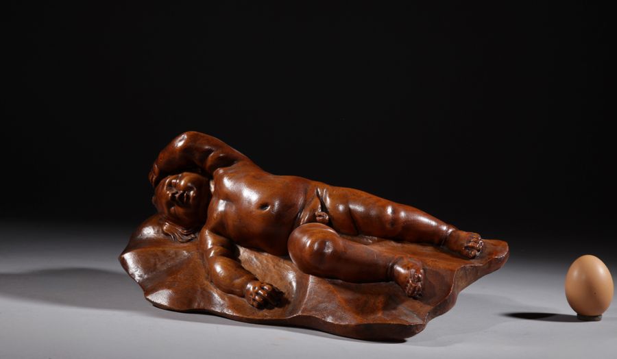 Antique A Very Interesting Carved Fruitwood Sleeping Child Attributed To Laurent Delvaux  Gand 1696- Nivelles 1778.