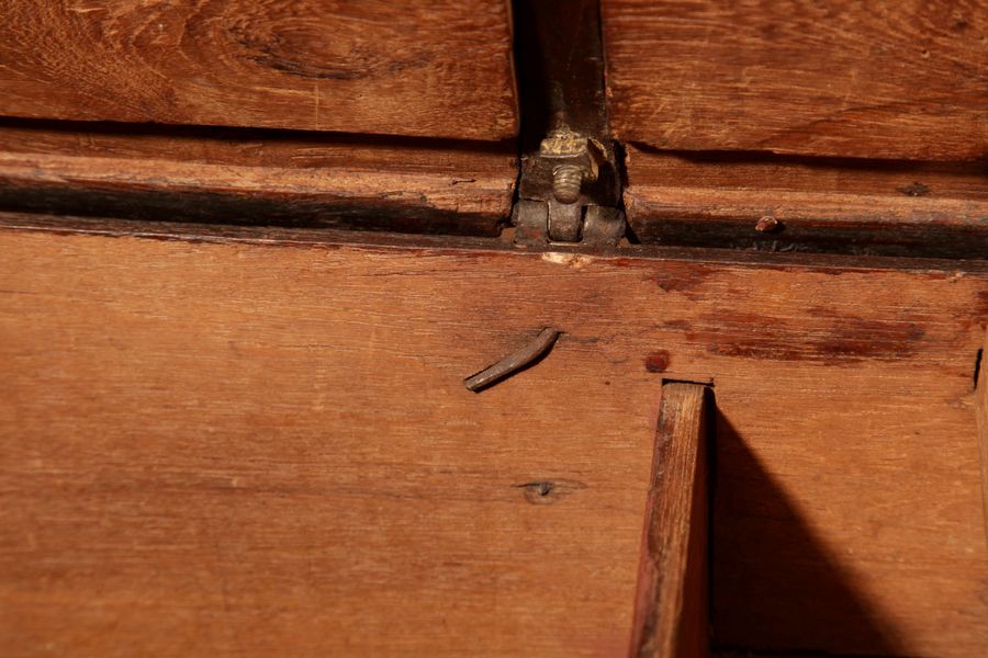 Antique  Dutch Colonial Hardwood And Engraved Brass Chest 18th Century.