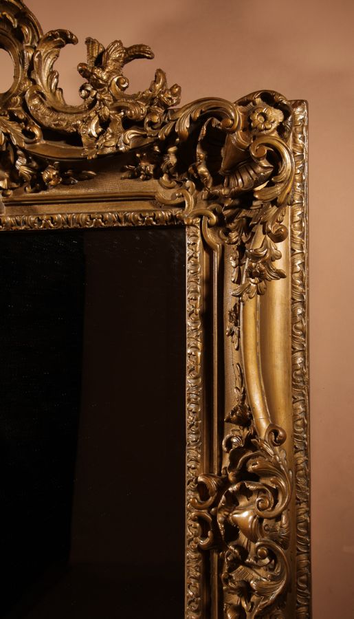 Antique Louise Quinze XV Style Very Impressive Original Gilded Wood And Gesso Mirror, Circa 1900.