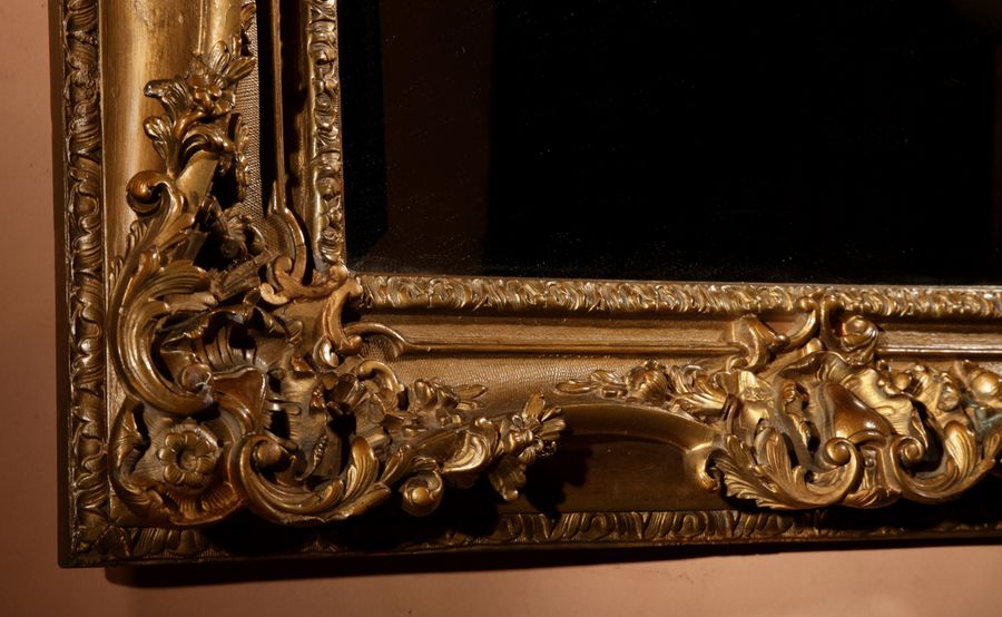 Antique Louise Quinze XV Style Very Impressive Original Gilded Wood And Gesso Mirror, Circa 1900.