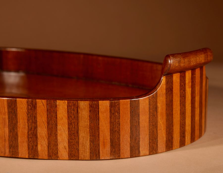 Antique  Unusual Inlaid Mahogany and Type Of Satin Wood Oval Tray.