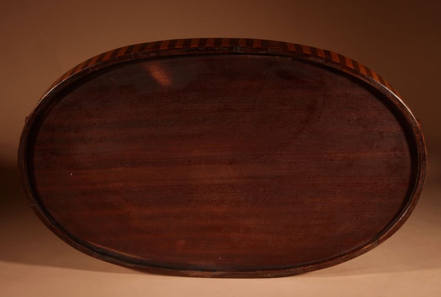 Antique  Unusual Inlaid Mahogany and Type Of Satin Wood Oval Tray.