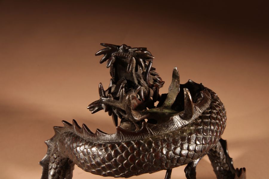 Antique Interesting Large Japanese Bronze dragon And Rock Cristal Sculpture Meiji Period 1868-1912.