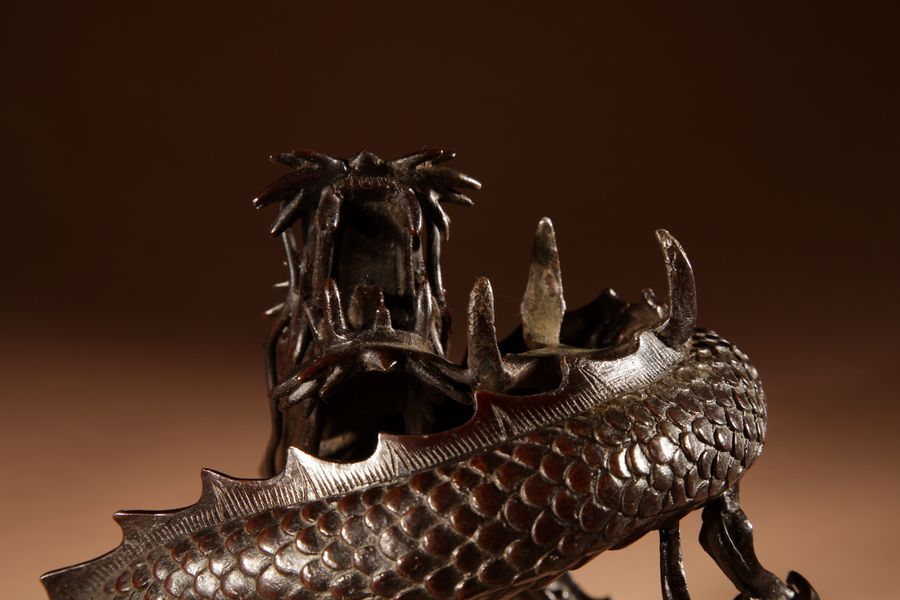 Antique Interesting Large Japanese Bronze dragon And Rock Cristal Sculpture Meiji Period 1868-1912.