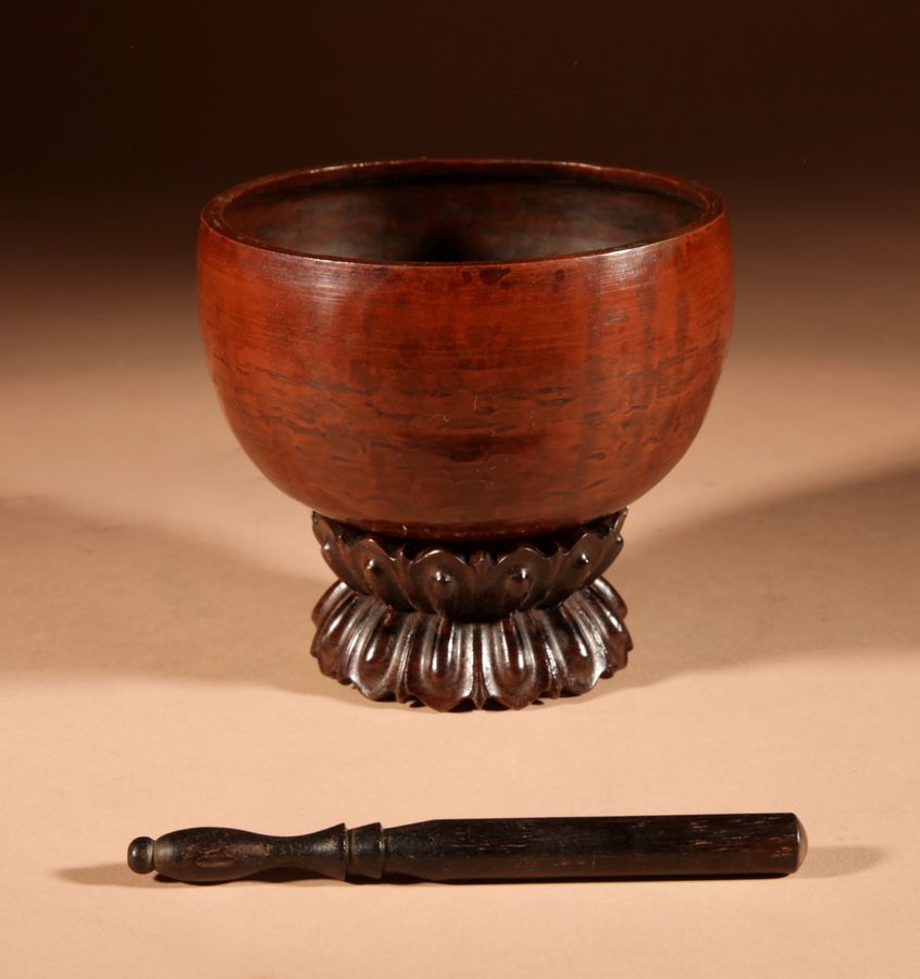 Antique Interesting Complete Copper/Brass Set Of A Mini Japanese Buddhist Chanting Bell (Singing bowl)