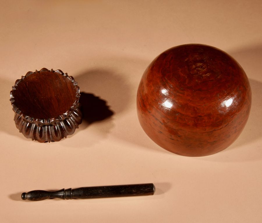 Antique Interesting Complete Copper/Brass Set Of A Mini Japanese Buddhist Chanting Bell (Singing bowl)