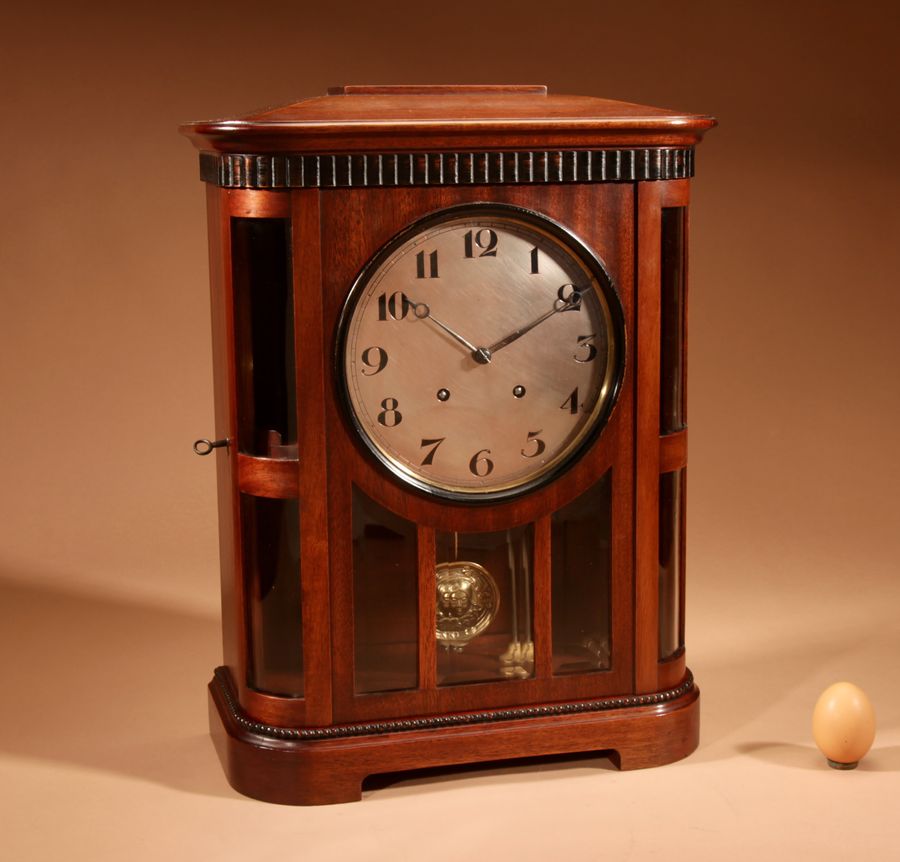 Art nouveau Rare Germany, Furtwangen/Black Forest Mahogany Mantel Clock Circa 1895.