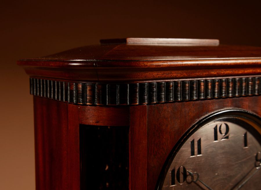 Antique Art nouveau Rare Germany, Furtwangen/Black Forest Mahogany Mantel Clock Circa 1895.