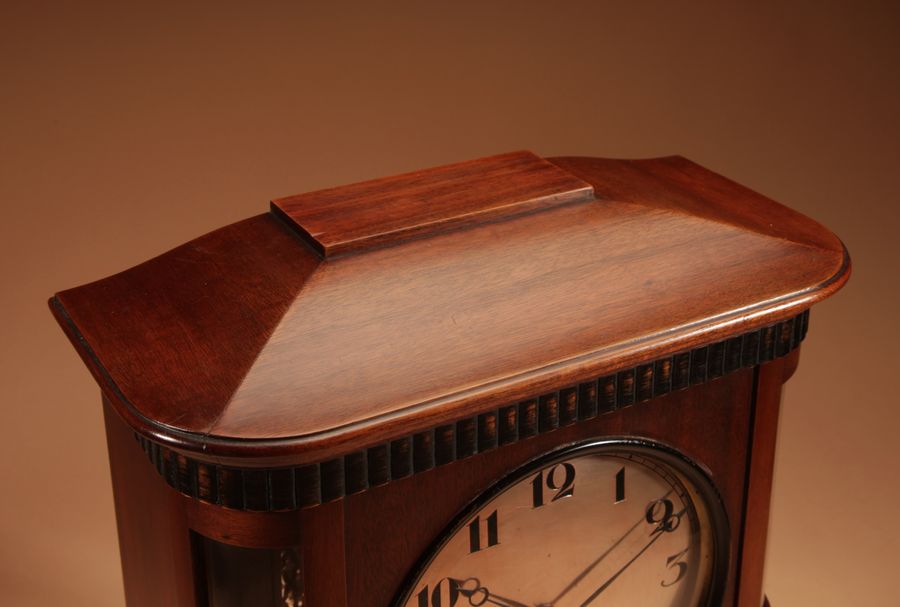 Antique Art nouveau Rare Germany, Furtwangen/Black Forest Mahogany Mantel Clock Circa 1895.