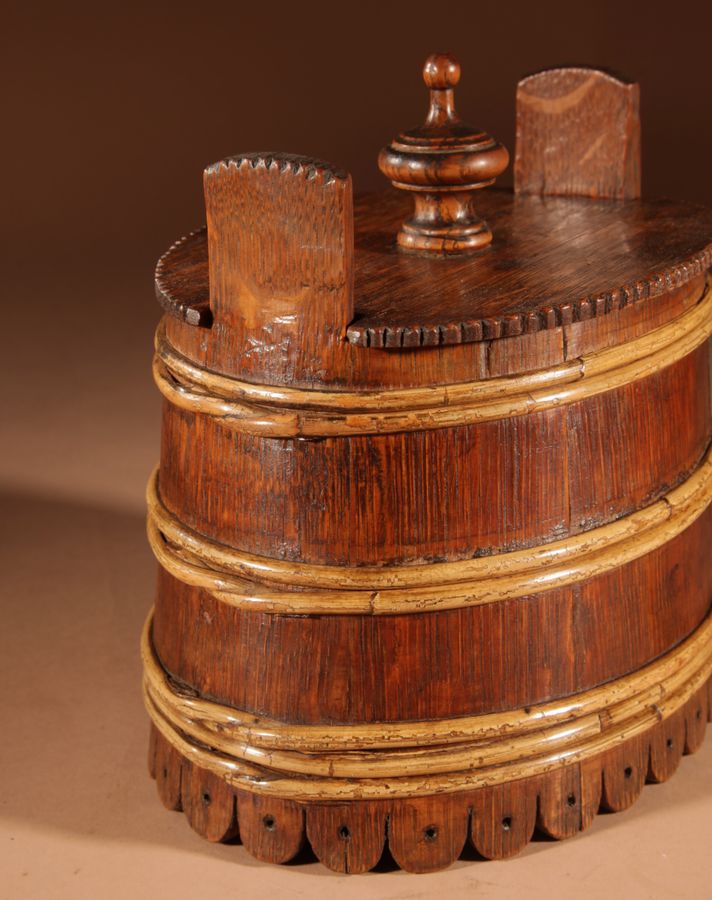 Antique A Decorative Oval Oak Butter Tub.