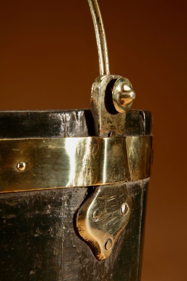 Antique Coopered Brass Bound Oak Bucket Dutch 19th Century.