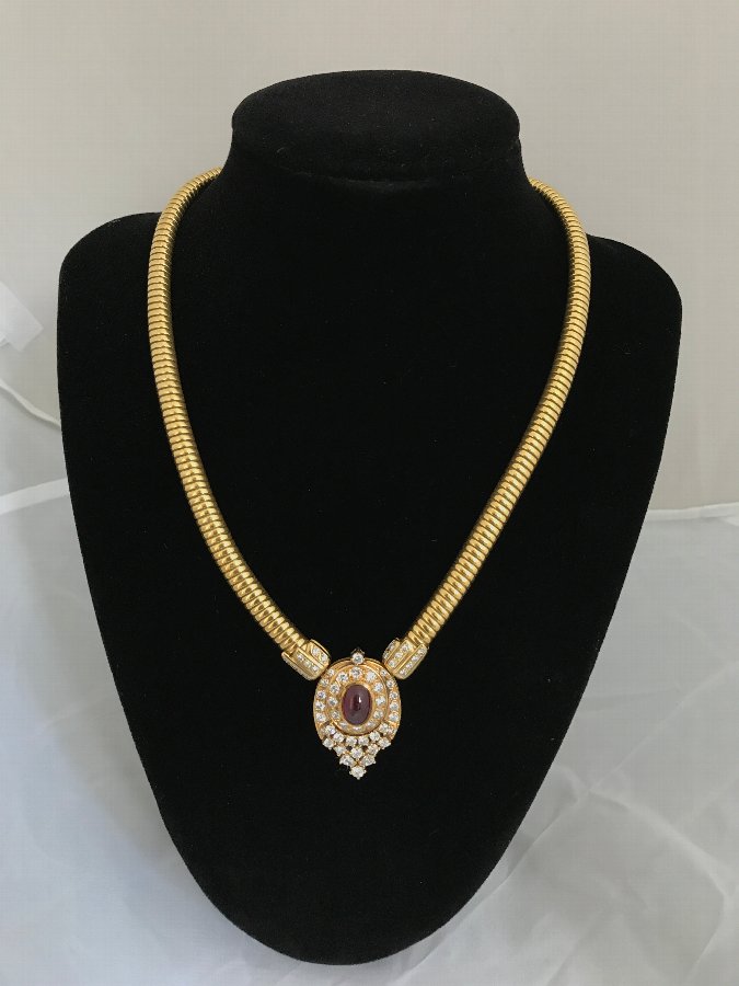 Antique 18 Carat Gold Tubogaz Necklace | ANTIQUES.CO.UK