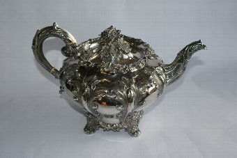 Antique Victorian 3 Piece Silver Tea Set by Reily & Storer  London 1842/3