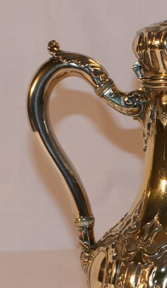 Antique Silver Gilt Coffee Pot By Hunt & Roskell London 1850
