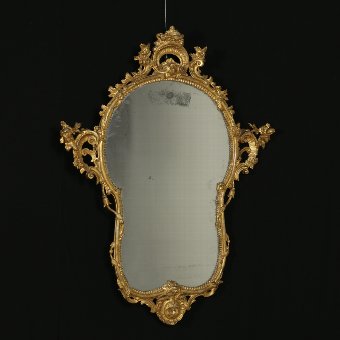 Elegant Mid 18th Century Baroque Carved and Gilded Wooden Mirror Frame