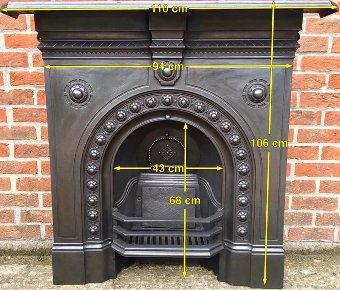 Antique Original Antique Victorian All In One Cast Iron Fireplace