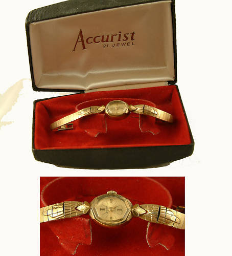 Antique ladies wrist watch Accurist 21 Jewel ANTIQUES.CO.UK