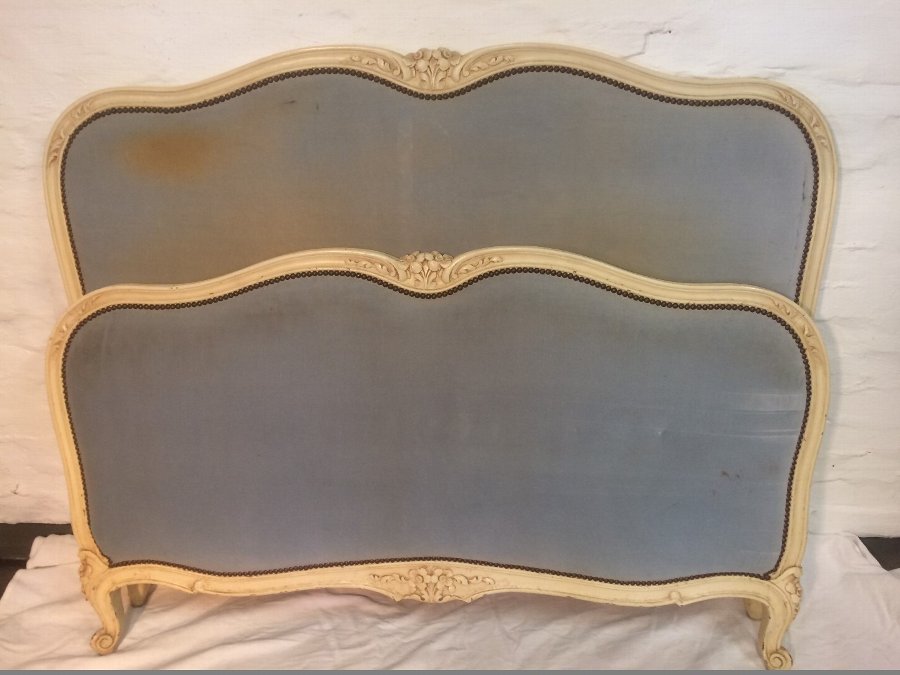 Vintage upholstered french Louis XV style bed