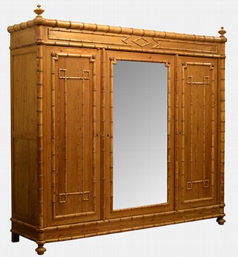 French Faux Bamboo Triple Wardrobe