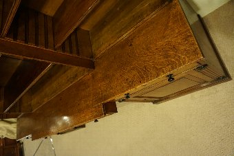 Antique Large Victorian Oak Breakfront Bookcase.