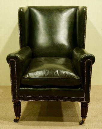 Antique Regency Leather Armchair in Manner of Gillows 