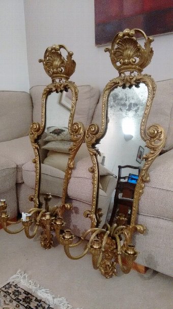 Antique Pair of French Girandoles (mirrored candelabra)