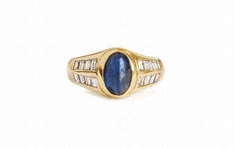 Cabochon Sapphire  Diamonds Gold Ring