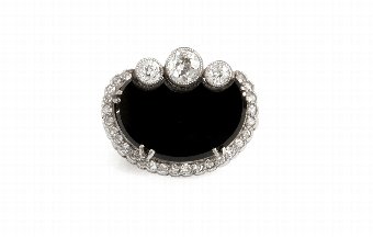 Black Onyx  Diamonds Ring