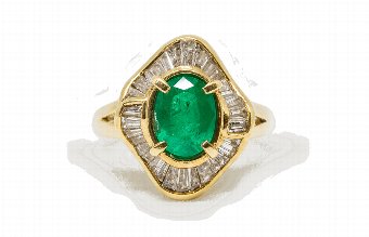 Emerald  Baguette Cut Diamonds Ring