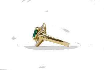 Antique Emerald  Baguette Cut Diamonds Ring