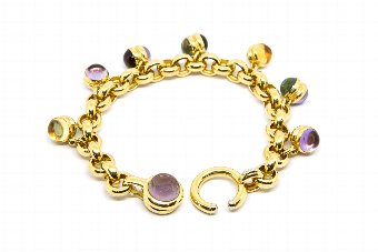 Antique Multi Colors Stones  Gold Bracelet