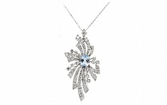 Aqua  Diamond Pendant