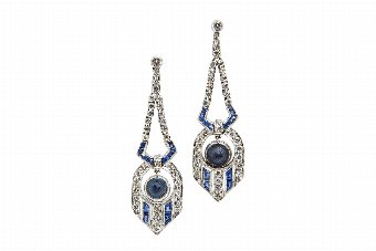 Sapphire  Diamond Drop Earrings