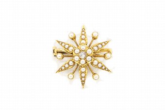 Victorian Pearl  Diamond Pendant Brooch