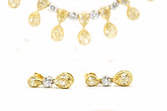 Antique Yellow  White Diamond Jewellery Suite