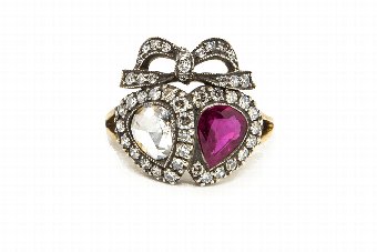 Ruby  Diamond Double Heart Ring
