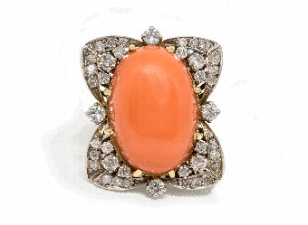 Coral  Diamond Ring